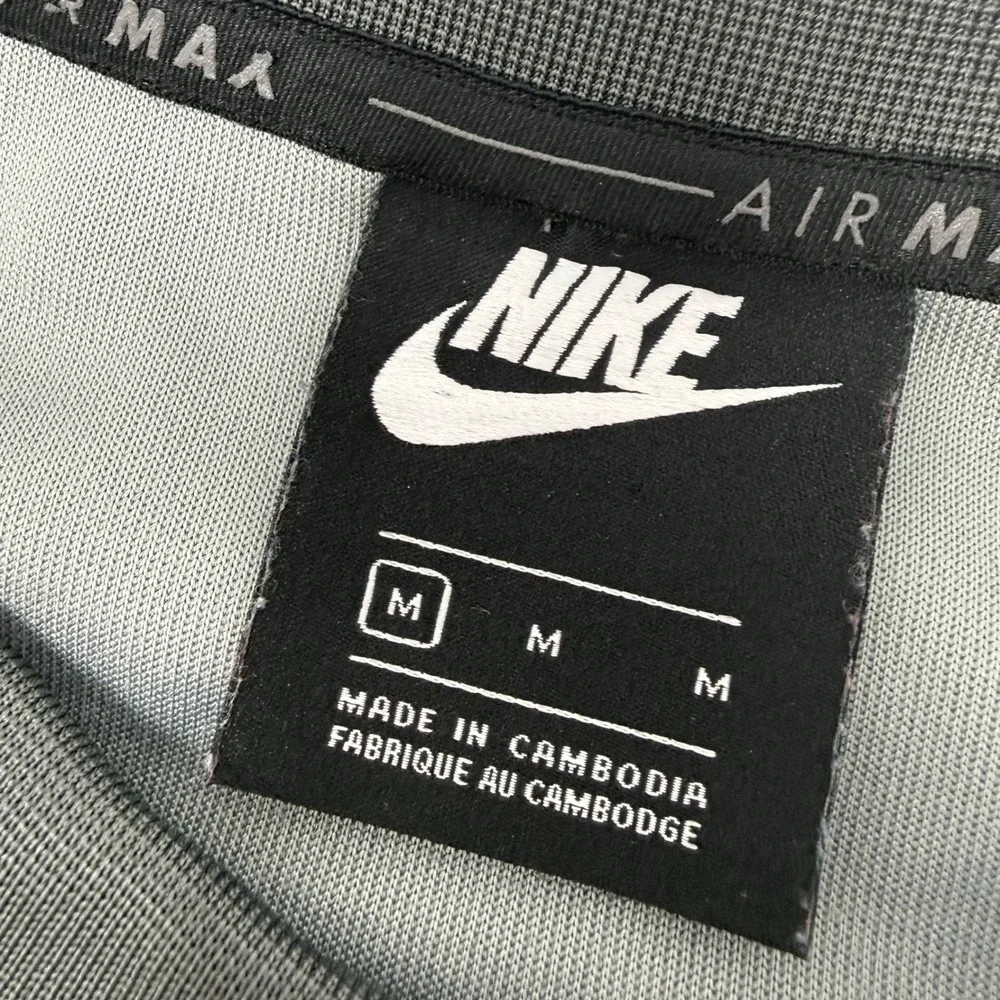 Nike Air Max Mens Grey Grid Camo Crewneck Sweatshirt Utility Arm Pocket Medium - Picture 4 of 7